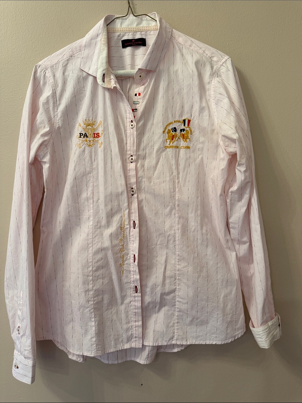 Pierre Cardin Light Pink Embroidered Button-Down Shirt